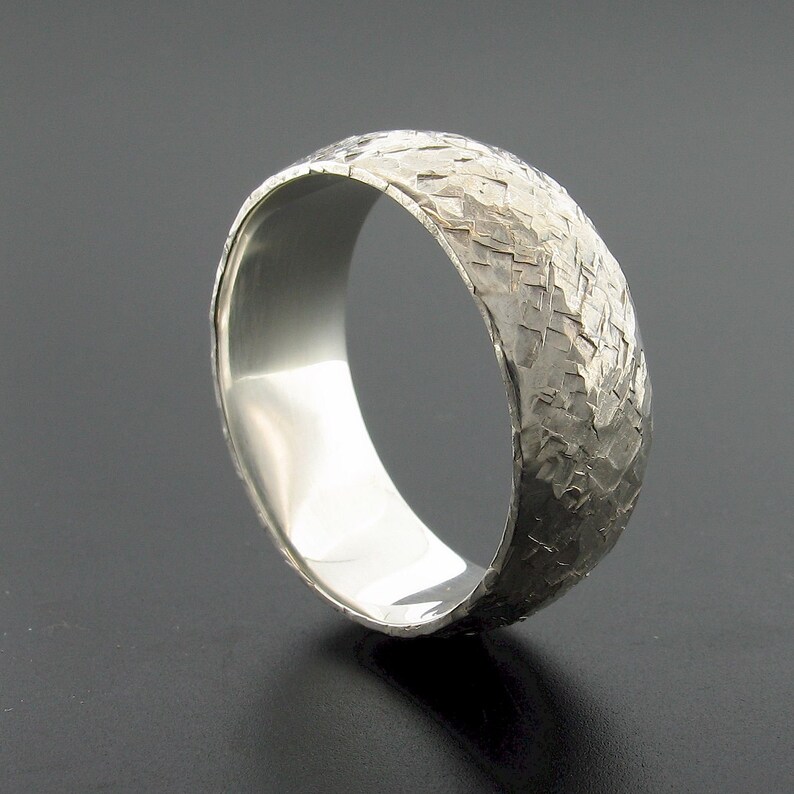 Mens hammered silver ring Etsy