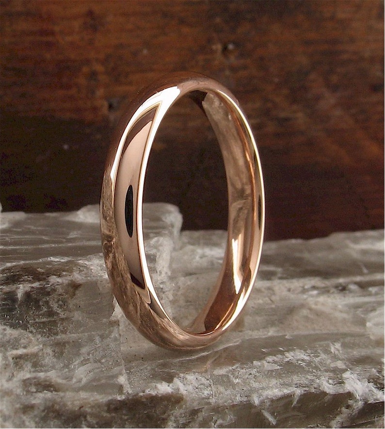 9ct red court band. Ladies rose gold polished finish 3mm wide Wedding ring