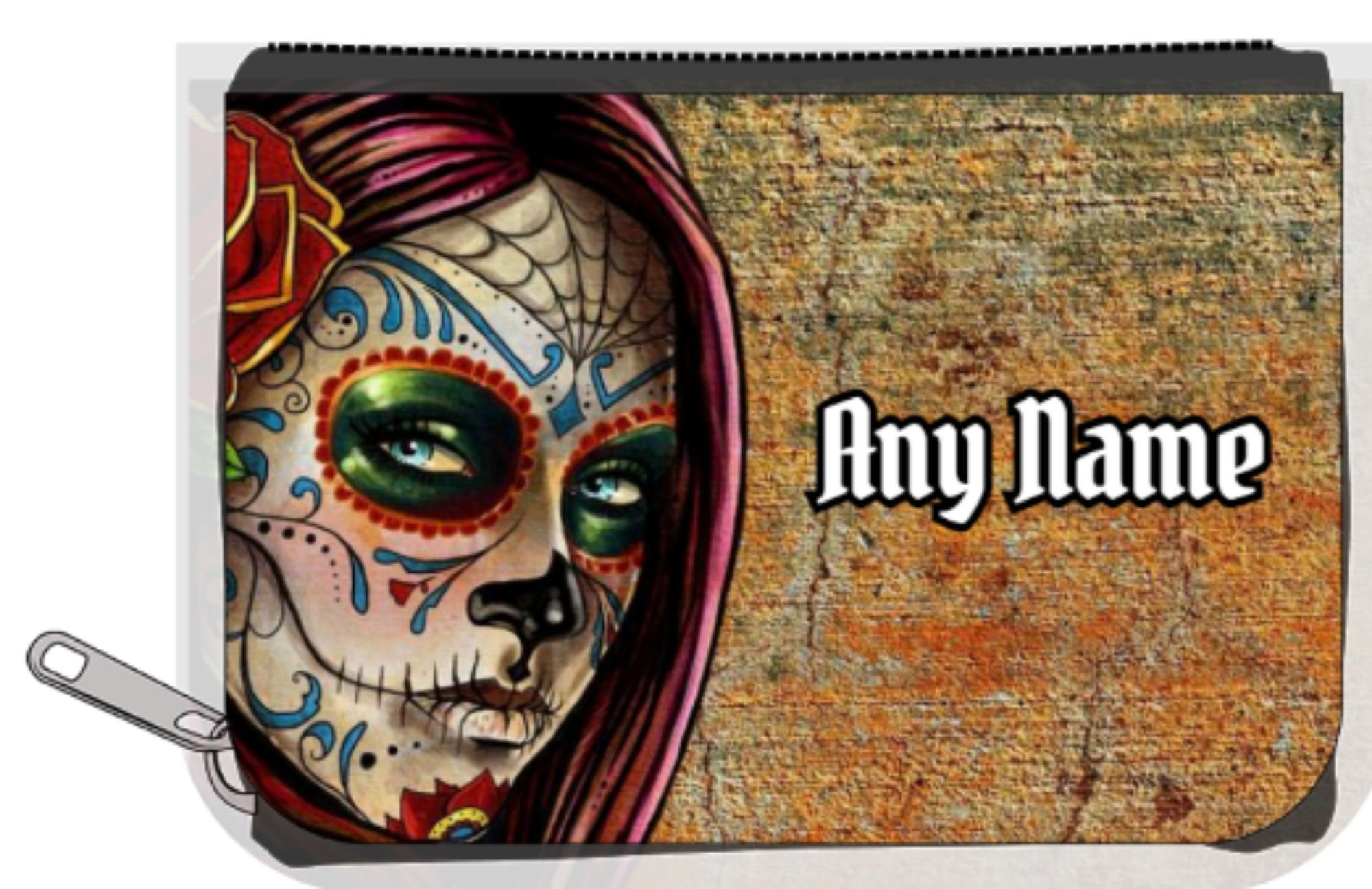 Personalised Denim Purse with Candy/Sugar/Mexican Skull by Mayzie Designs®