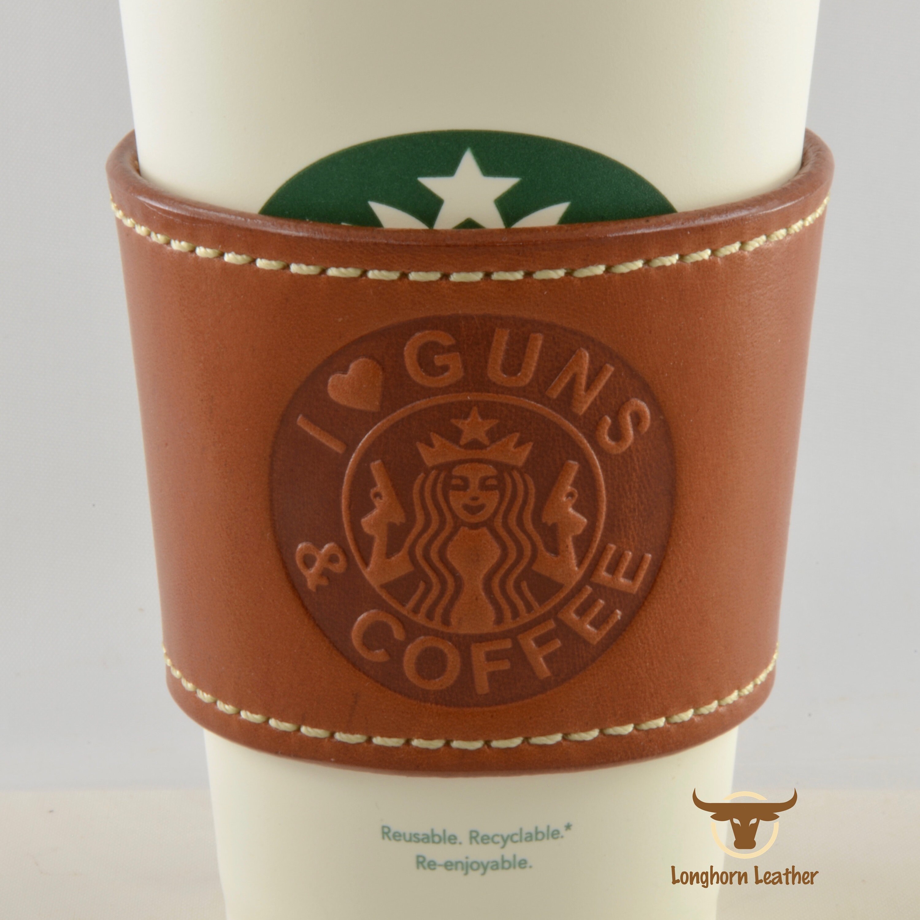Guns & Coffee - Reusable Leather Coffee Sleeve - Etsy