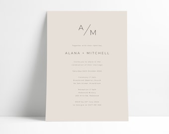 Wedding Invitations Minimalist Modern Printed Wedding Invites (ALANA) 2
