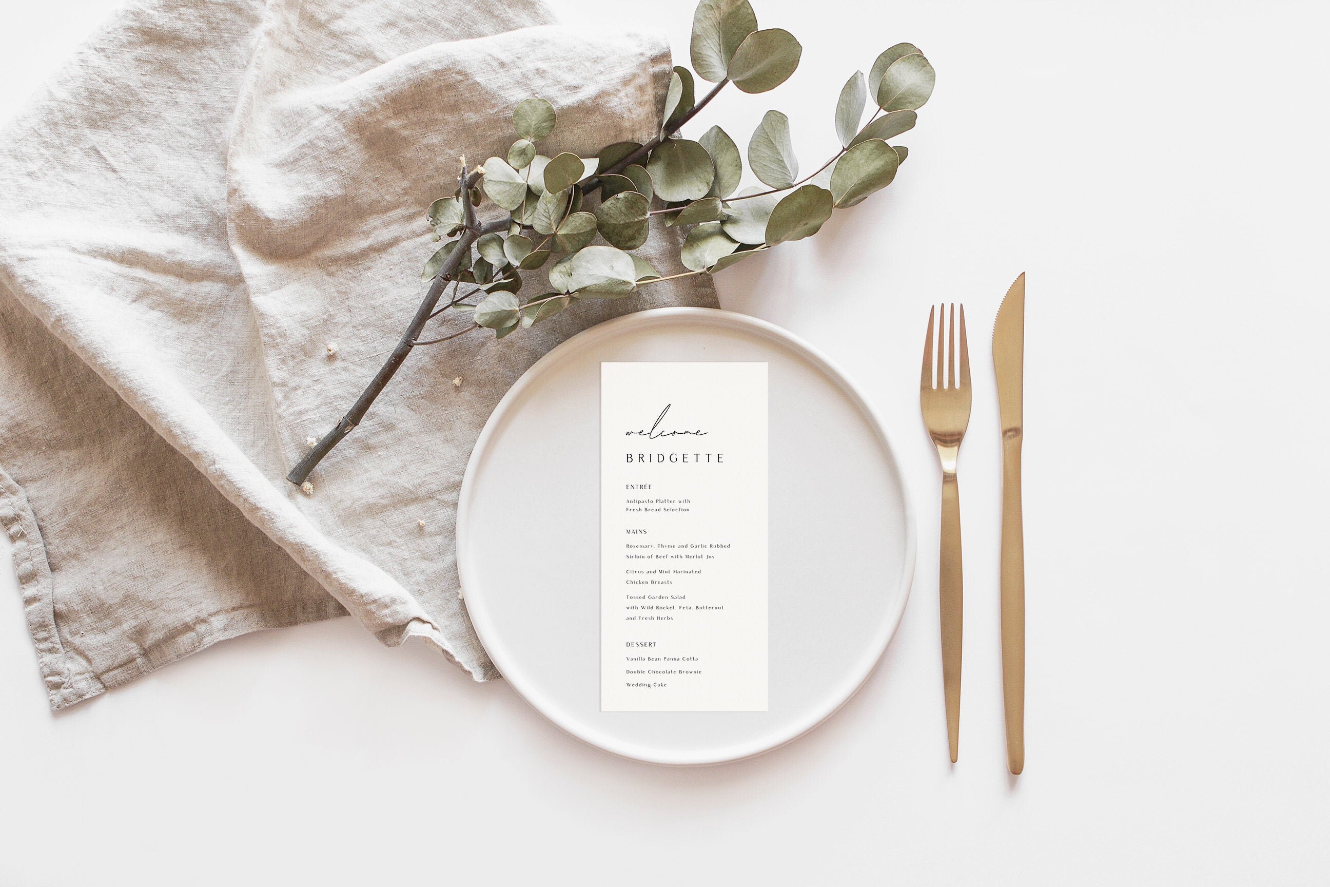 Wedding Menu Place Cards Menus Modern Personalised Guest Names Etsy