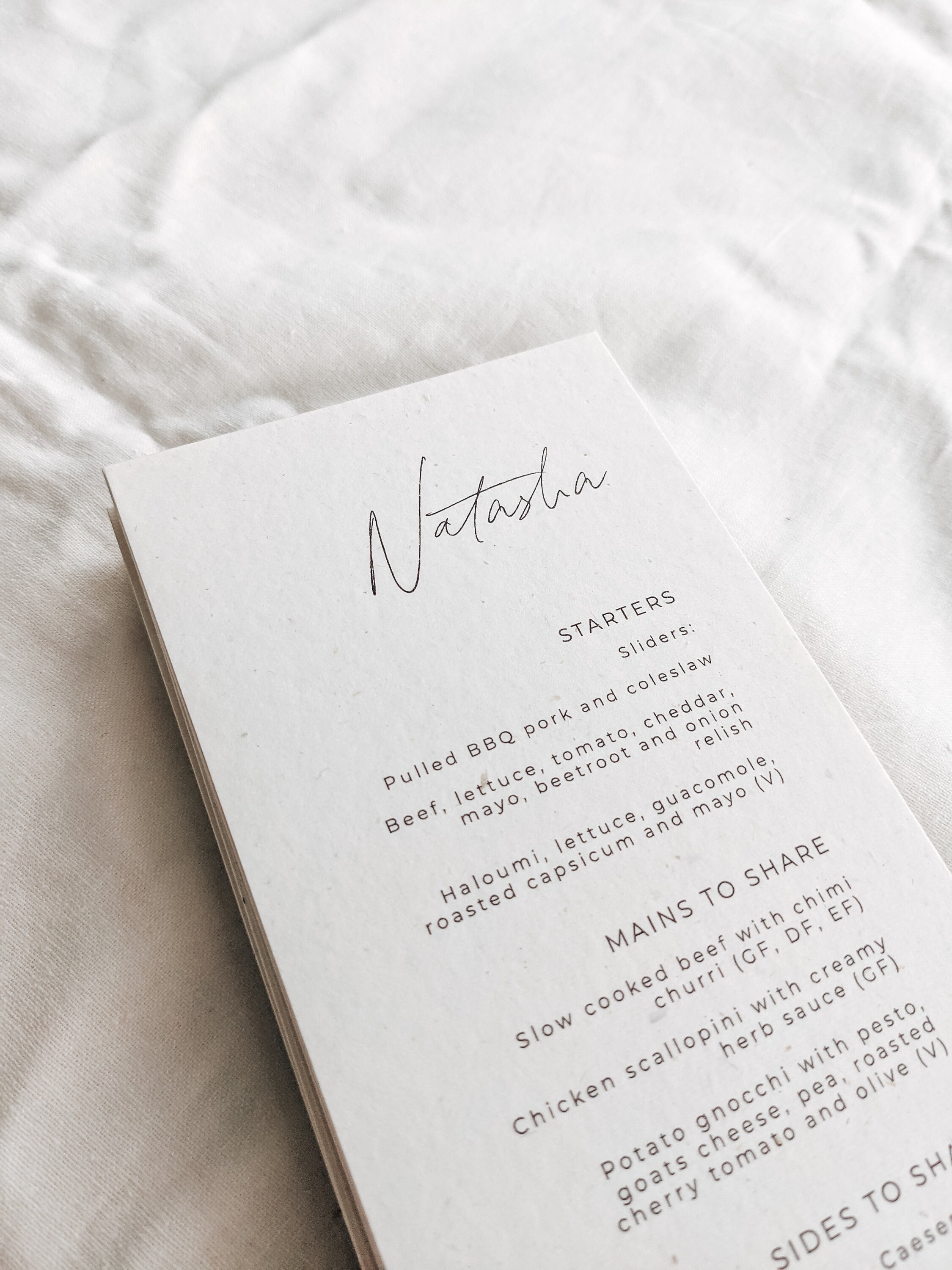 Wedding Menu Place Cards Menus Personalised Guest Names Modern Etsy