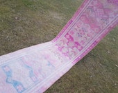 Pale Pink and Rose Gold Coloured Decorative Vintage Long Kurdish Runner with ornate borders, Modern Traditional Style Hallway Gallery Carpet