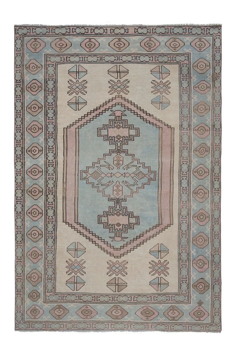 Vintage Turquoise Colors Rug for Home and Nursery Decor, Low Pile Muted ...