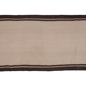 Cream Color  Plain Pumak Floor Kelim Rugs, Warm Ecru Flat Weave Turkish Rugs % 100 Wool Hand Woven Off White Kilim Rug 5&#39;3&#39;&#39; X 10&#39;11&#39;&#39;