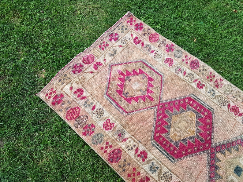 Extra Long Turkish Rug Runner Vintage Handknotted Pink Etsy