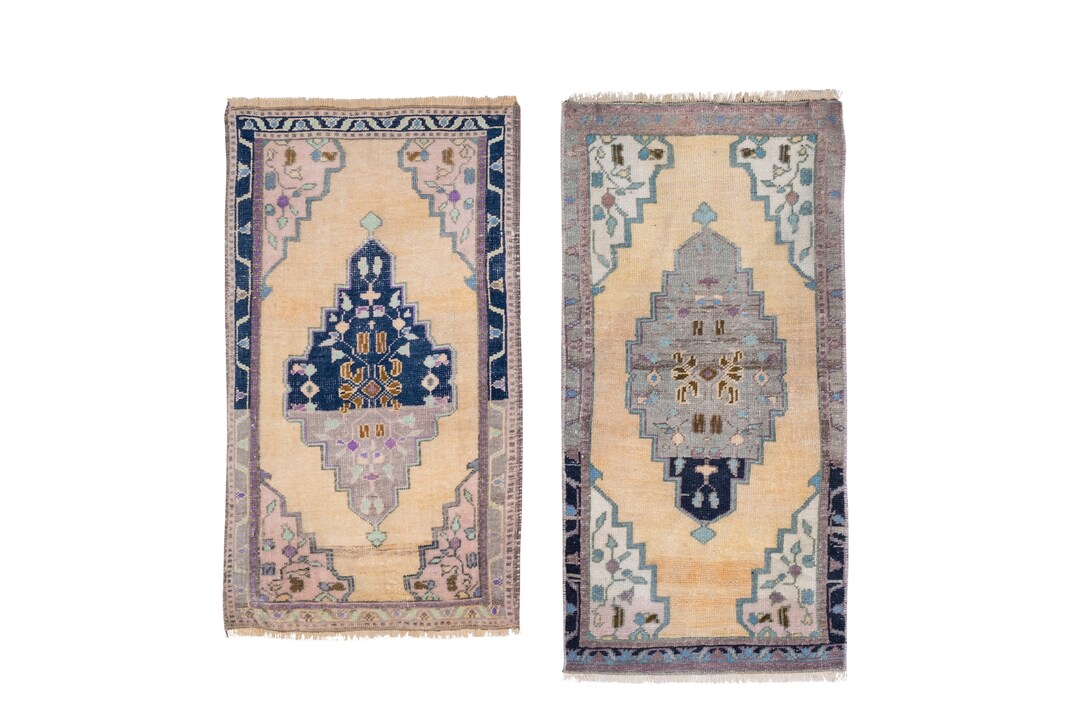 Soft Color Pair of Small Turkish Rugs Traditional Handwoven - Etsy