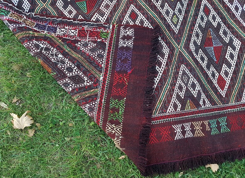 Dark Color Rug, Vintage Modern Style for Kids Room, Living Room & Office Kilim Rug, Decorative Oriental Kelim Rugs 5'3'' X 8'6''/ 160x260cm image 10