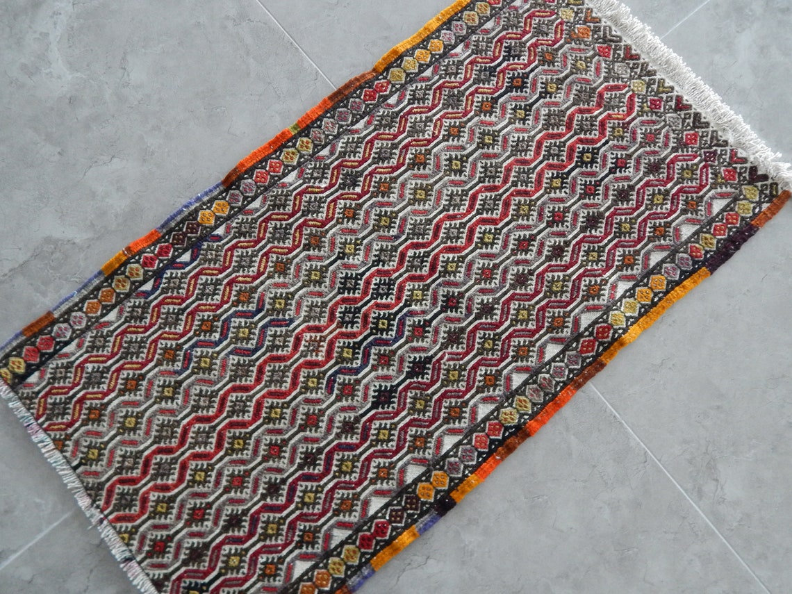 Vintage Turkish Table and Wall Decor Small Bath Kilim Rug | Etsy