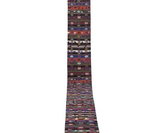 Alfombra oriental de 2'1'' x 25'8'' de colores vivos para escaleras y pasillos, alfombra tradicional para pasillo, alfombra Kilim de lana tejida a mano de estilo vintage.