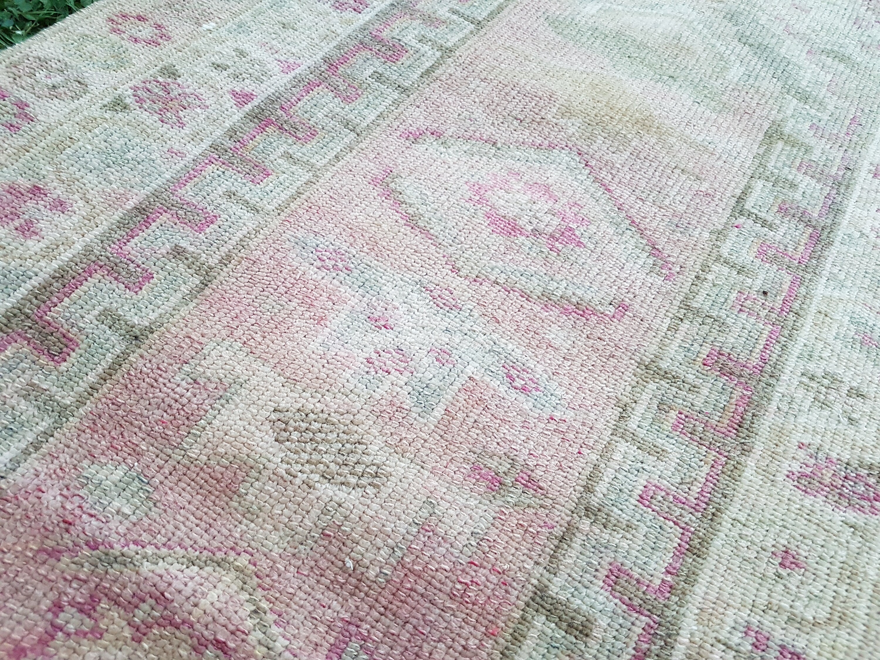 Modern Contemporary Style Pale Pink Oushak Rug, Long Muted Colors ...