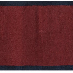 Red and Blue Color Vintage Angora Mohair Tulu Rug, Shaggy Rug, Flokati Rug, Plain and Simple Rug, 3'5'' X 5'7''