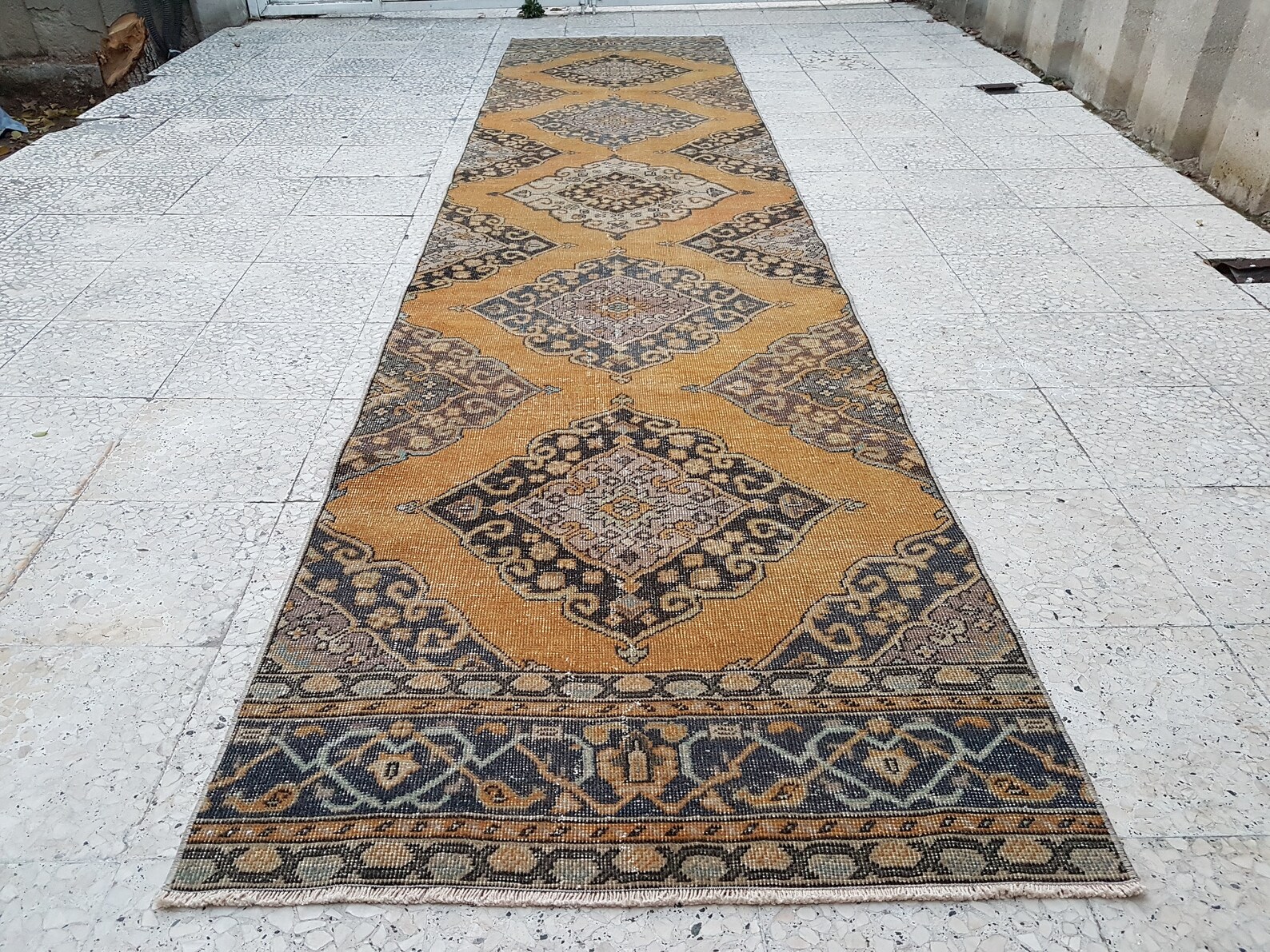 Vintage Distressed Low Pile Runner with Modern Elegance Etsy