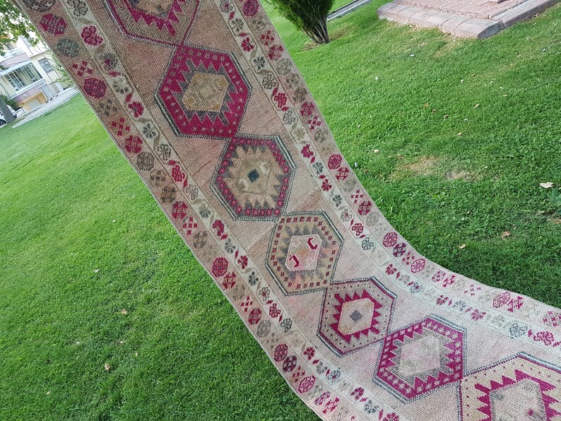 Extra Long Turkish Rug Runner Vintage Handknotted Pink Etsy