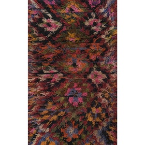 Pink, Green, Yellow, Orange, Blue Color Shaggy Filikli Rug, Long Pile Tulu Carpet , Moroccan Flokati Rug, 3'1'' X 5'10''