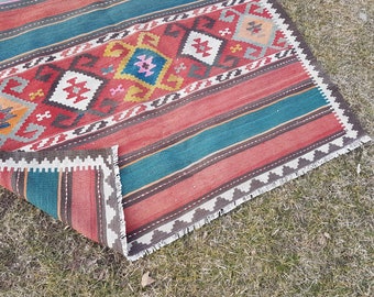 ビンテージ ミッドセンチュリー ワイド コーカサス キリム ランナー