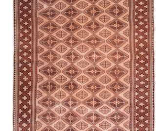 Soft Colors Oversized Turcoman Rug, Wool Rug, Oriental Carpet, Vintage Handknotted Floor Rug, 9'2'' X 12'2''