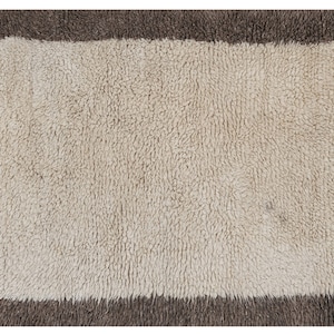 White and Brown Color Vintage Angora Mohair Tulu Rug, Shaggy Rug, Flokati Rug, Plain and Simple Rug, 2'9'' X 4'1''