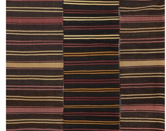 Wonderful Exceptional Early 20th Century Oversized Gabbeh Kilim with Horizontal Stripe, Contemporary Decor Living Room Rug, 10' X 11'2''