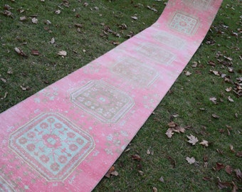 Very Long Semi Antique Turkish Anatolian Oushak Runner with Multi Color Medallions, Floral and Geometric Design Hallway Stair Rug 3 X 22 ft.