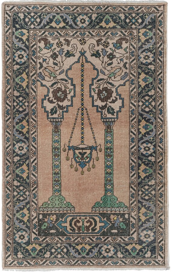Unique Mid Century Turkish Prayer Rug, Handmade Anatolian Sufi Rug, Village Rug, Decorative Rug,Beautiful Artistry, 3'8'' X 5'11''