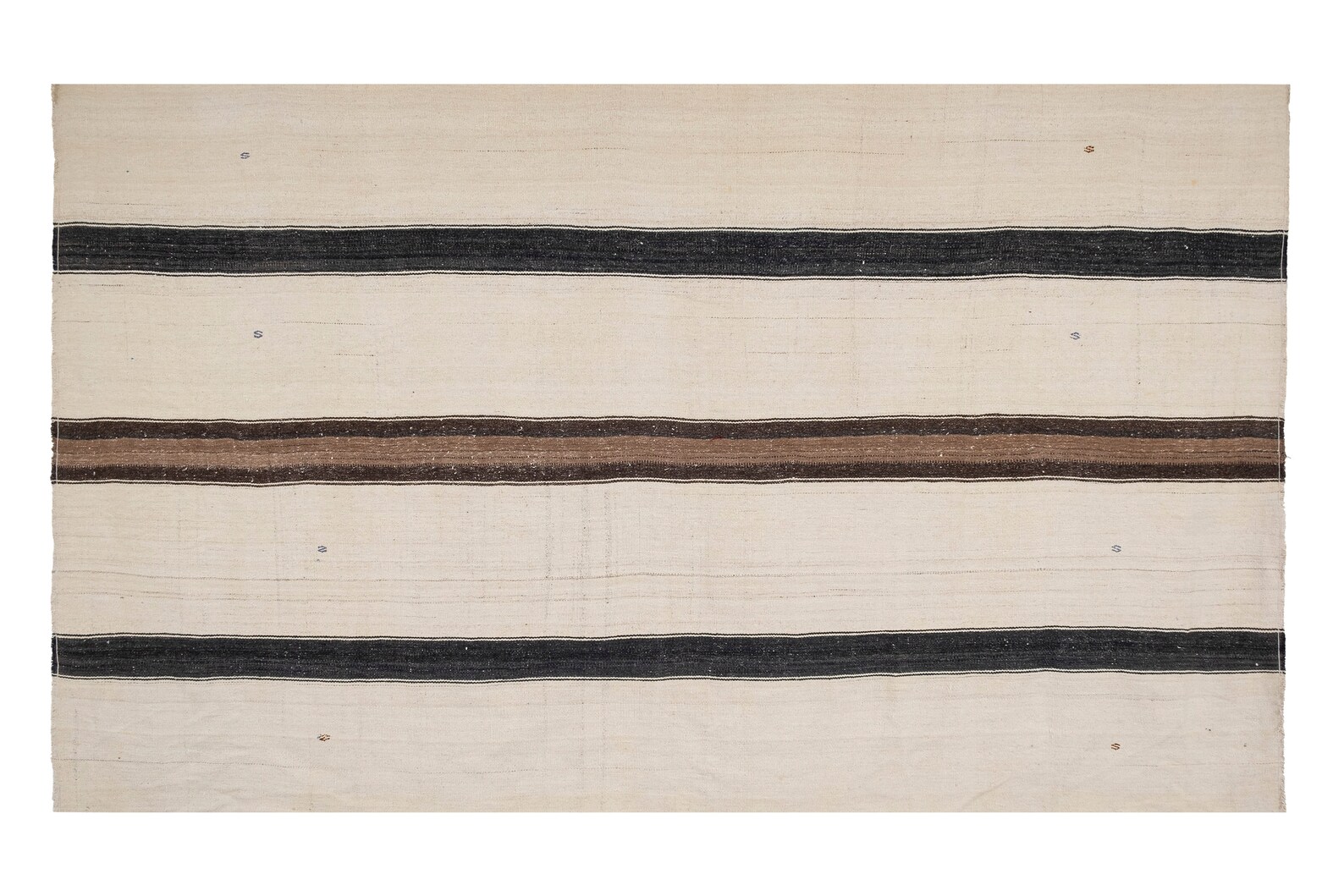 Natural Wool Color Striped Kilim Made of Natural Undyed Wool | Etsy