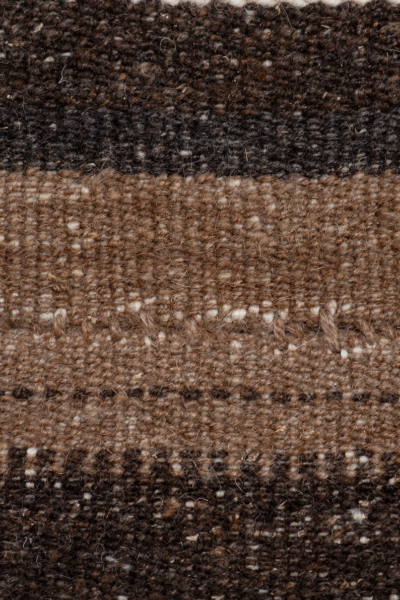 Natural Wool Color Striped Kilim Made of Natural Undyed Wool | Etsy