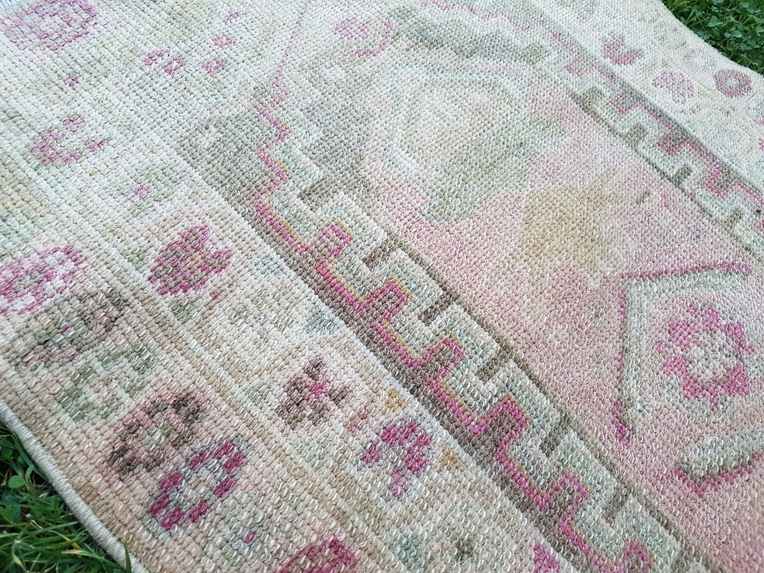 Modern Contemporary Style Pale Pink Oushak Rug, Long Muted Colors ...