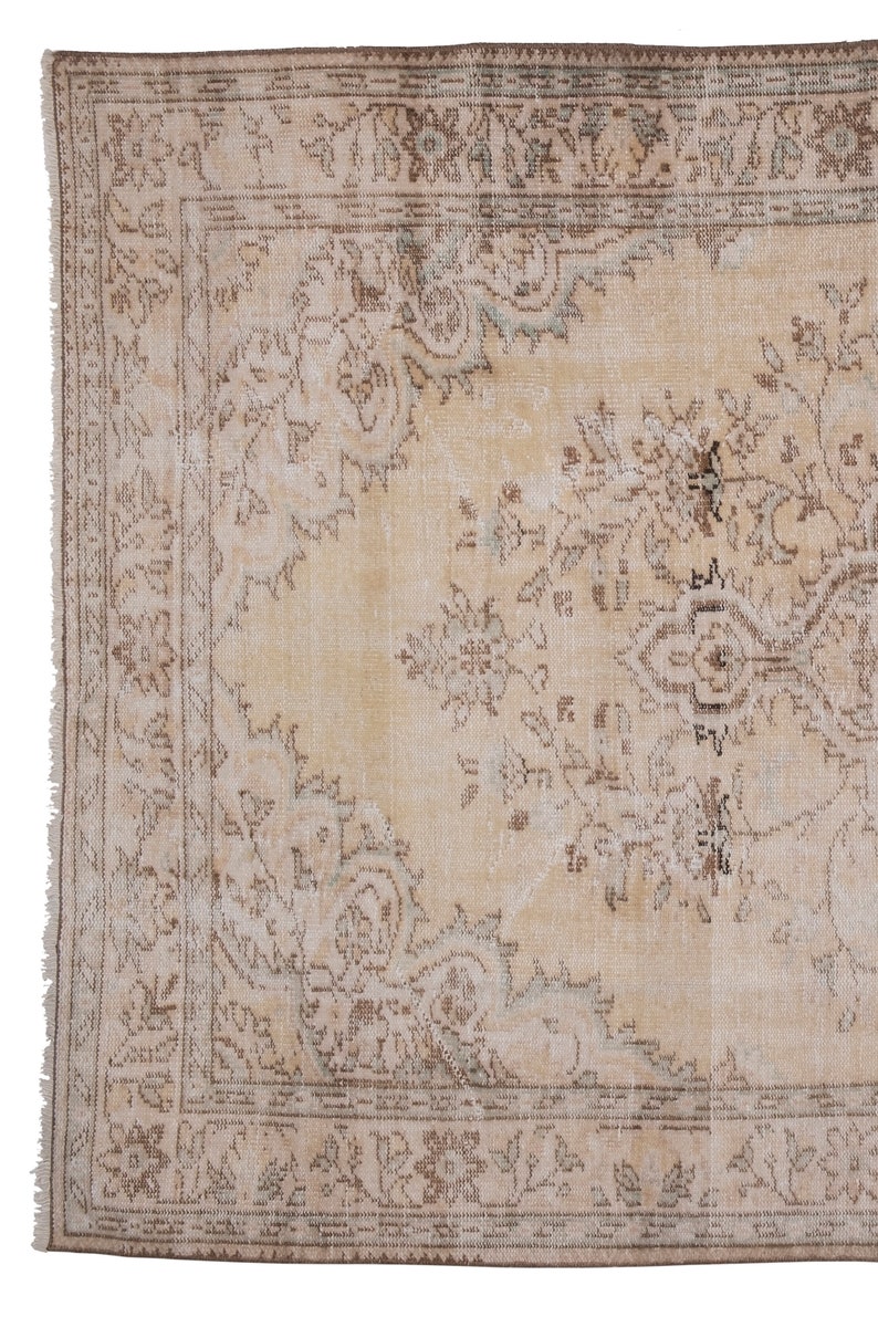 Vintage Soft Muted Color Oushak Rug Floral Pattern Pile ...