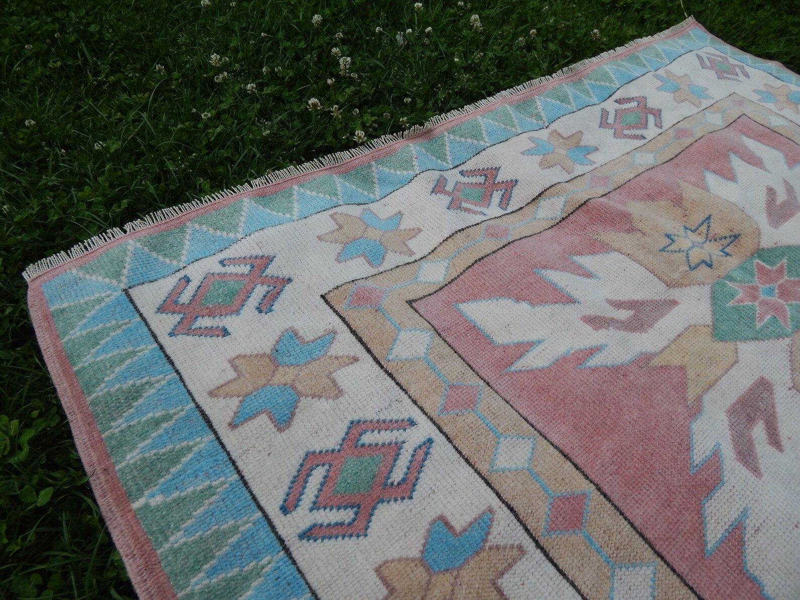 Decorative Turkish Rug, Soft Muted Color Oushak Rug, Living Room Rug ...