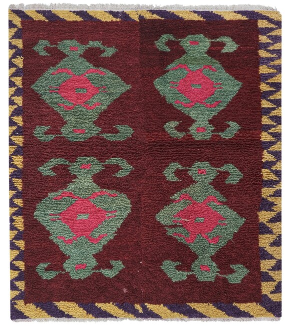 1970年代のヴィンテージ トルコヴィンテージラグ 鮮やかグリーン