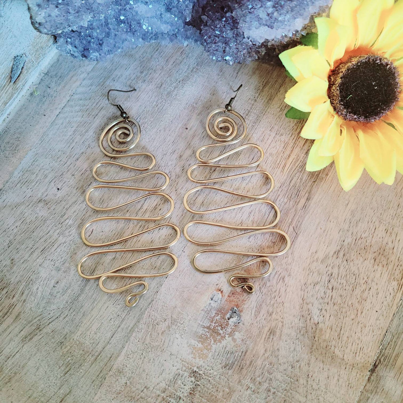 Hammered Wire Earrings Hammered Wire Jewelry Spiral Etsy.de