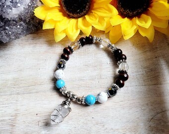 STRETCHY BRACELET, STRENGTH Bracelet, Trendy Bracelet, Wire Wrap Gemstone Crystal Charm Cute Bracelet Gives Trendy Look