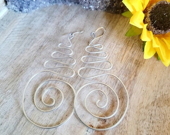 SPIRAL EARRINGS, GODDESS Earrings, Aesthetic Earrings, Modern Aluminum Wire Wrapped Dangle Earrings Cool Gift for Christmas