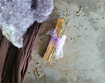 Selenite Palo Santo Lavender Smudging Kit ~ Purifying Herbs ~ Protection  ~ Cleansing