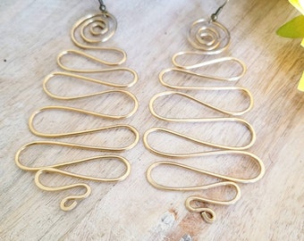 HAMMERED EARRINGS, SPIRAL Earrings, Designer Earrings, Cool Aesthetic Long Trendy Stylish Earrings Ideal Gift For Girls