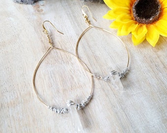 TEAR DROP HOOPS, Aesthetic Earrings, Cool Earrings, Elegant Modern Shaped Dangling Hoop Earrings with Stone Perfect for Women’s