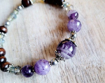 Amethyst Bracelet, Stretch Bracelet, Stackable Bracelet, Crystal Bracelet, Gift for Her, Gemstone Bracelet