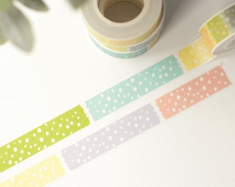 Label Polka Dot Washi Tape - 1 Roll: Peach Purple Green Yellow Aqua Blue Polka Dot Label Washi Tape - Washi Tape