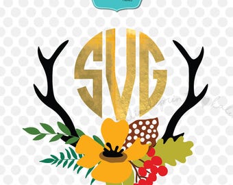 Floral Antler svg cut file Antler flower SVG cut file | Etsy