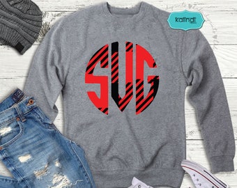 Plaid monogram svg alphabet, plaid pattern svg, circle plaid font svg, plaid initial svg, letters svg file, plaid monogram a4
