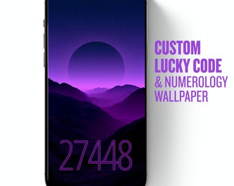 Custom Lucky Code & Numerology Wallpaper, Personal Vibration Number Background, Phone Lock Screen, Instant Digital Download