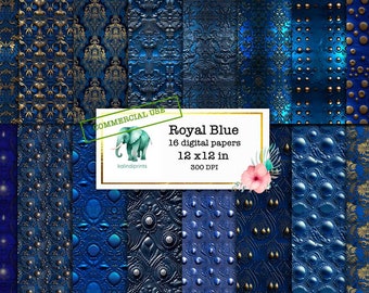 Royal Blue embossed digital papers, COMMERCIAL USE, clipart, Journal stickers , Scrapbooking, Junk Journal, Vintage Ephemera w4