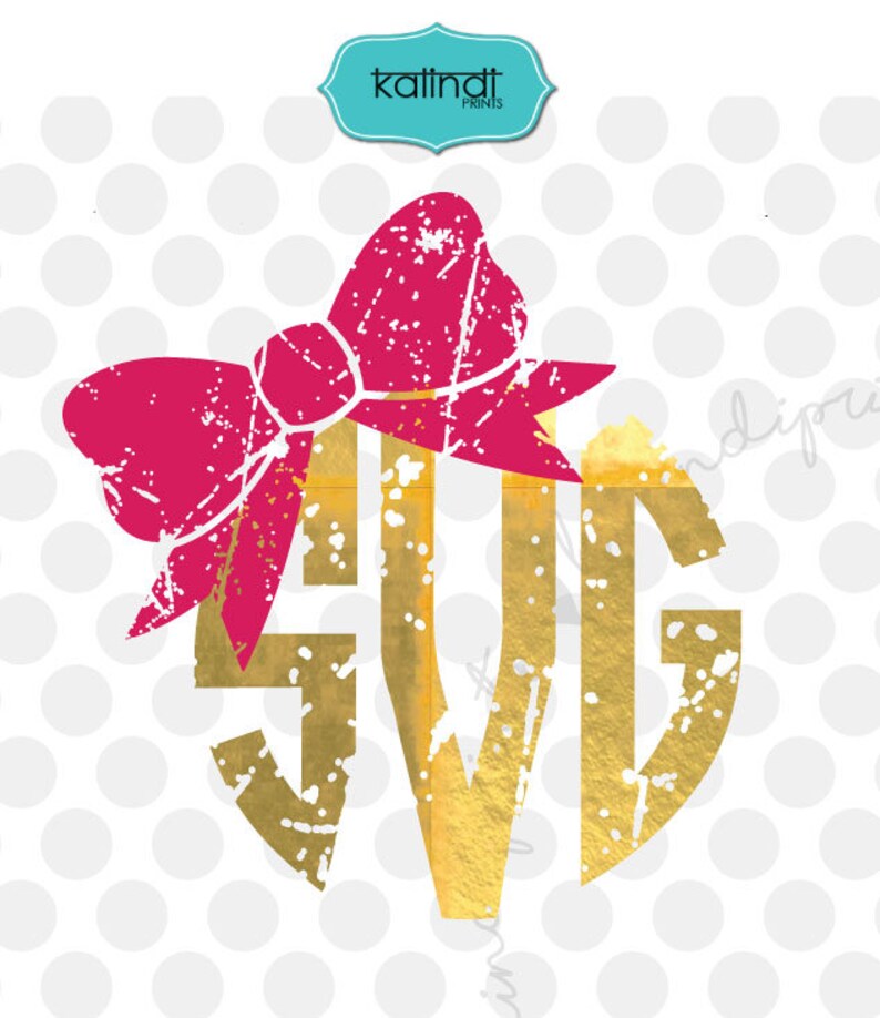 Download Grunge bow monogram svg distressed svg grunge svg circle | Etsy