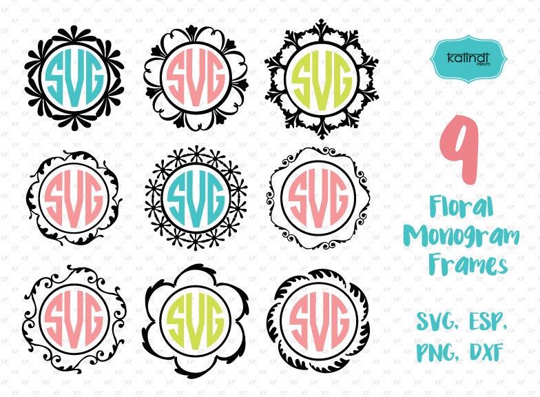 Download 9 Flower Monogram Frame Svg Monogram Frames Monogram Svg Etsy