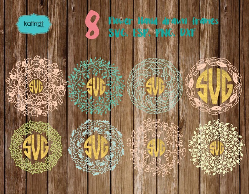 Download Flower wreath monogram frame svg Flower svg flower | Etsy