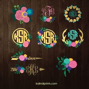 flower monogram svg, flower svg, monogram svg, svg, flower monogram, monogram frame svg, circle monogram svg, svg files for Cricut MFP1 image 2