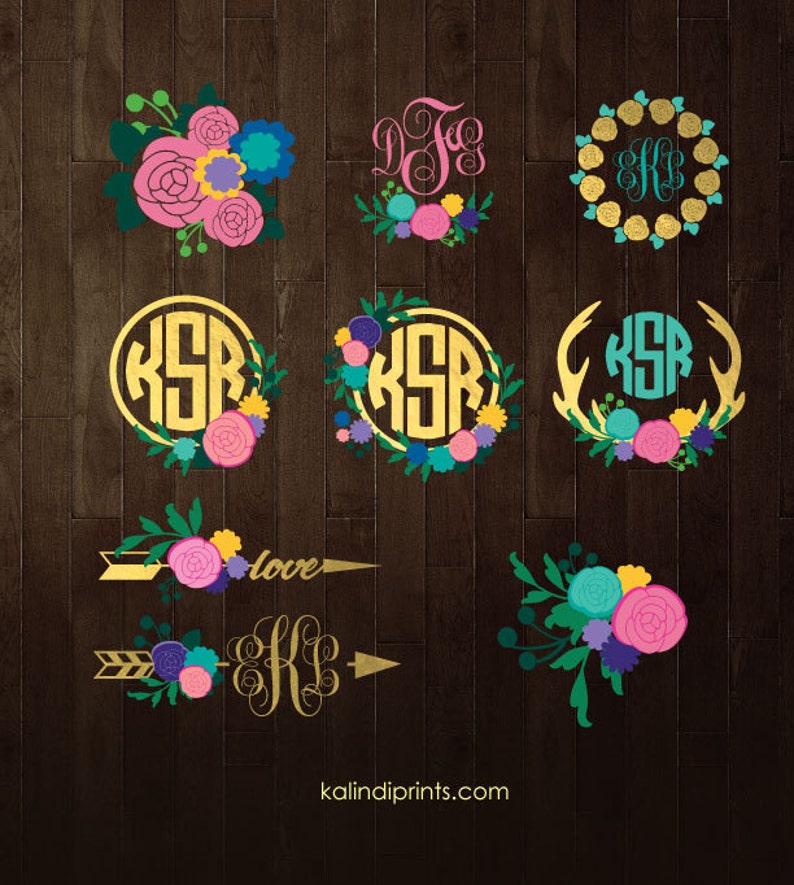 flower monogram svg, flower svg, monogram svg, svg, flower monogram, monogram frame svg, circle monogram svg, svg files for Cricut MFP1 image 2