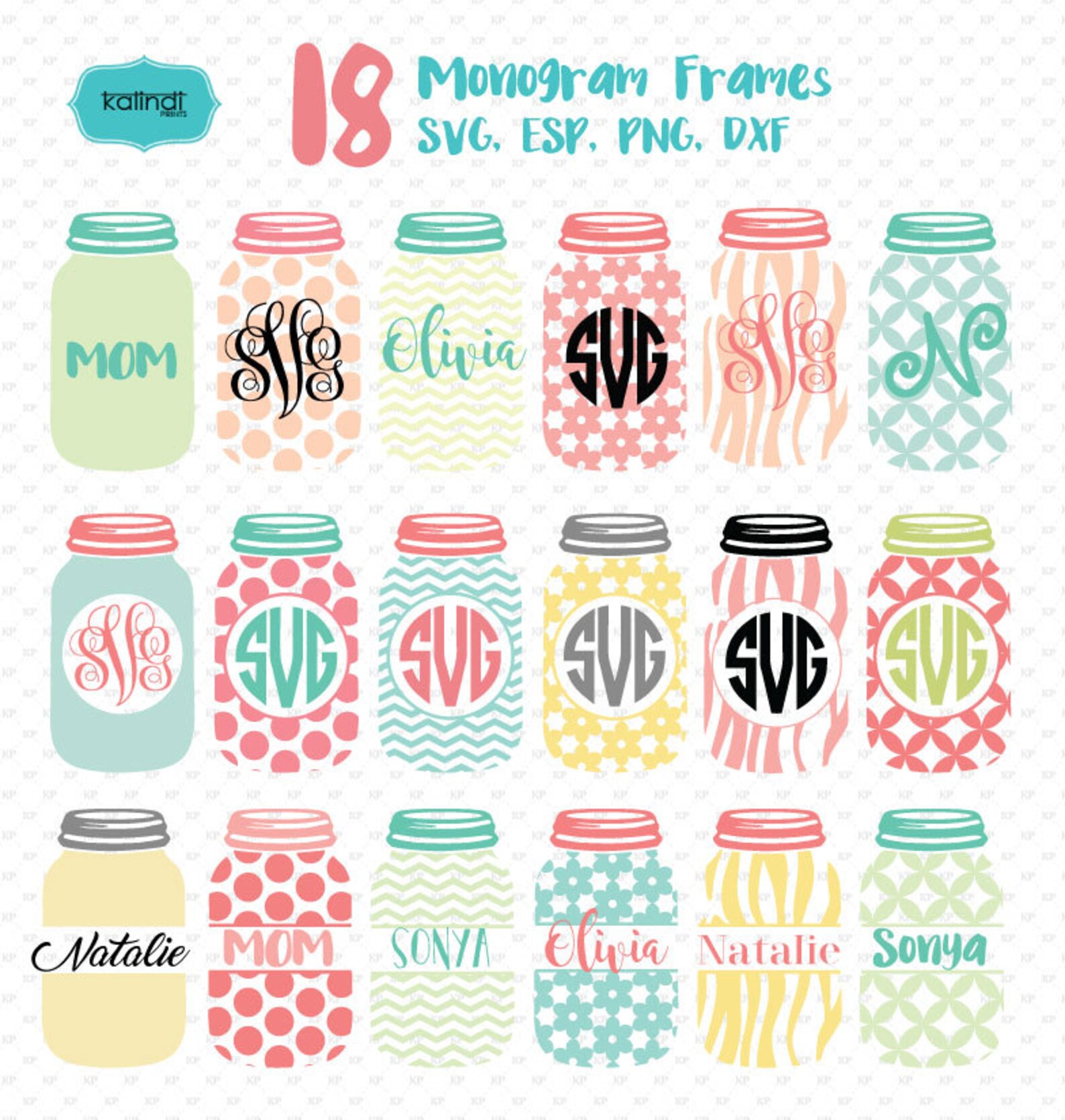 Mason Jar Monogram Frames Mason Jar Svg Mason Jar Monogram - Etsy